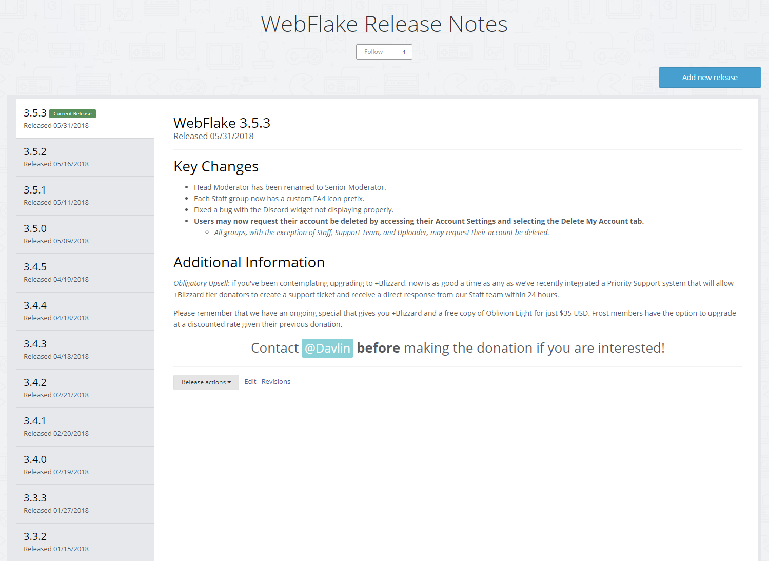 WebFlake Release Notes